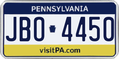 PA license plate JBO4450