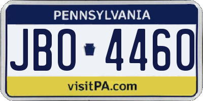 PA license plate JBO4460
