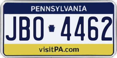 PA license plate JBO4462