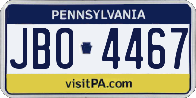 PA license plate JBO4467