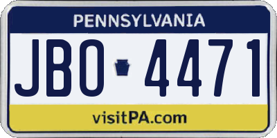 PA license plate JBO4471