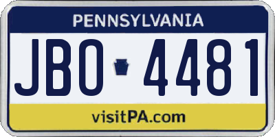 PA license plate JBO4481