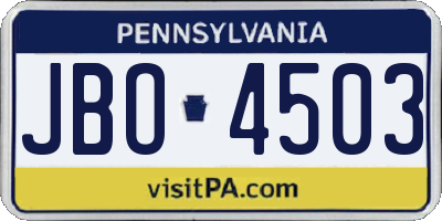 PA license plate JBO4503