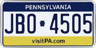 PA license plate JBO4505