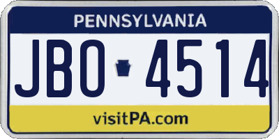 PA license plate JBO4514
