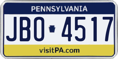 PA license plate JBO4517
