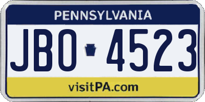 PA license plate JBO4523