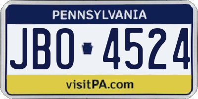 PA license plate JBO4524