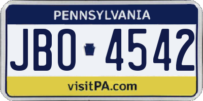 PA license plate JBO4542