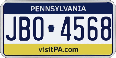 PA license plate JBO4568