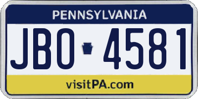 PA license plate JBO4581