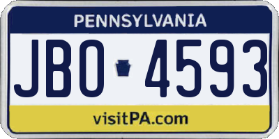 PA license plate JBO4593