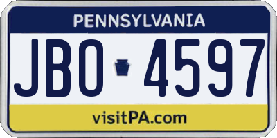 PA license plate JBO4597