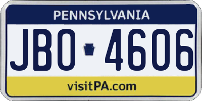 PA license plate JBO4606