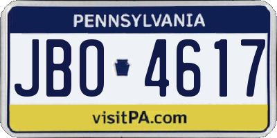 PA license plate JBO4617