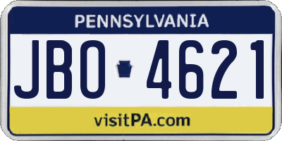 PA license plate JBO4621