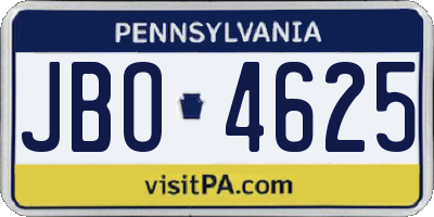 PA license plate JBO4625