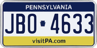 PA license plate JBO4633