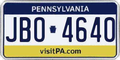 PA license plate JBO4640