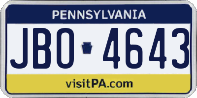 PA license plate JBO4643