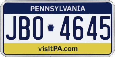 PA license plate JBO4645