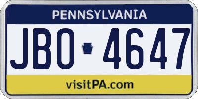 PA license plate JBO4647