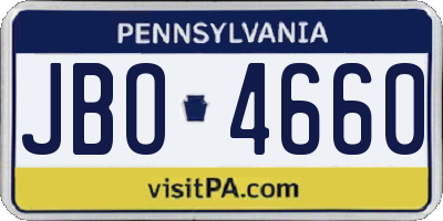 PA license plate JBO4660
