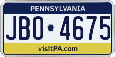 PA license plate JBO4675