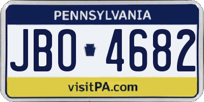 PA license plate JBO4682