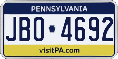 PA license plate JBO4692
