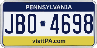 PA license plate JBO4698