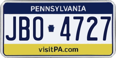 PA license plate JBO4727