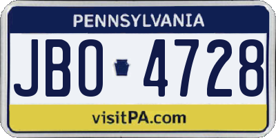 PA license plate JBO4728