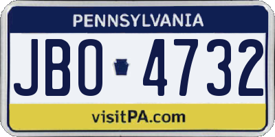 PA license plate JBO4732