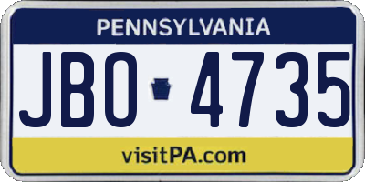 PA license plate JBO4735