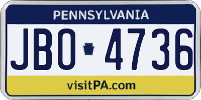 PA license plate JBO4736
