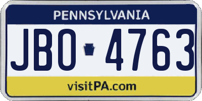 PA license plate JBO4763