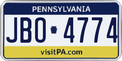 PA license plate JBO4774