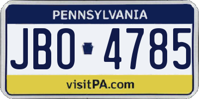 PA license plate JBO4785