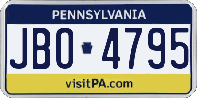 PA license plate JBO4795