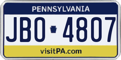 PA license plate JBO4807
