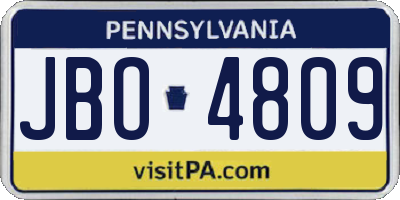 PA license plate JBO4809