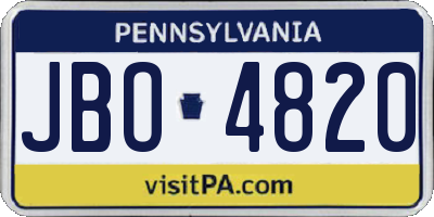 PA license plate JBO4820