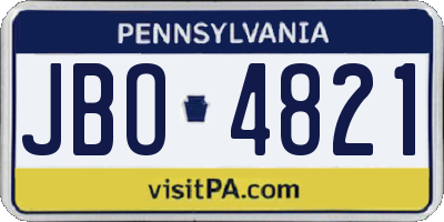 PA license plate JBO4821