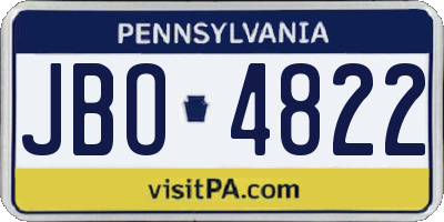 PA license plate JBO4822