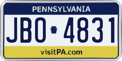 PA license plate JBO4831