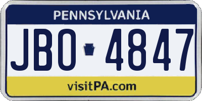 PA license plate JBO4847