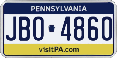 PA license plate JBO4860