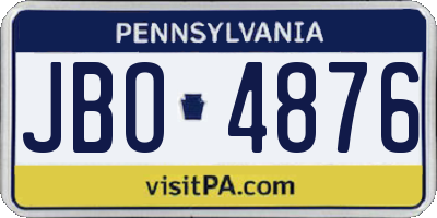 PA license plate JBO4876