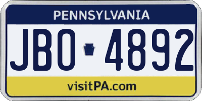 PA license plate JBO4892